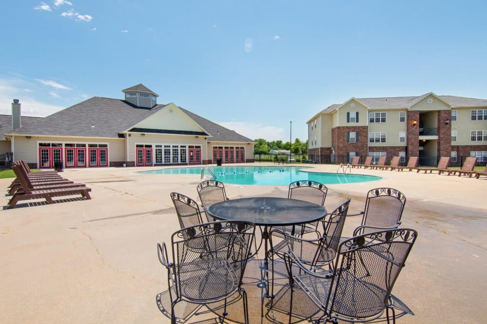 2909 oliver off campus apartments near wichita state university sparkling swimming pool resident clubhouse exterior